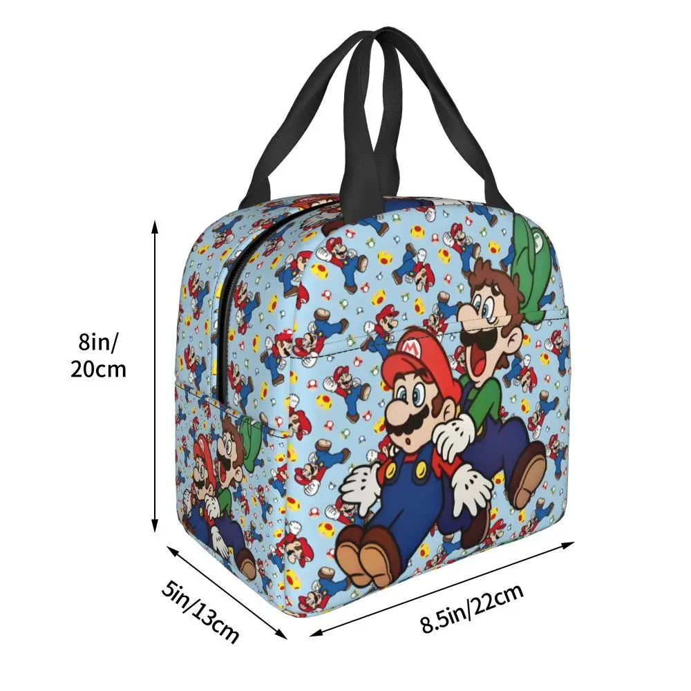 Custom Mario Super Bros Insulated Lunch Bag Reusable Thermal Cooler Lunch Box M7