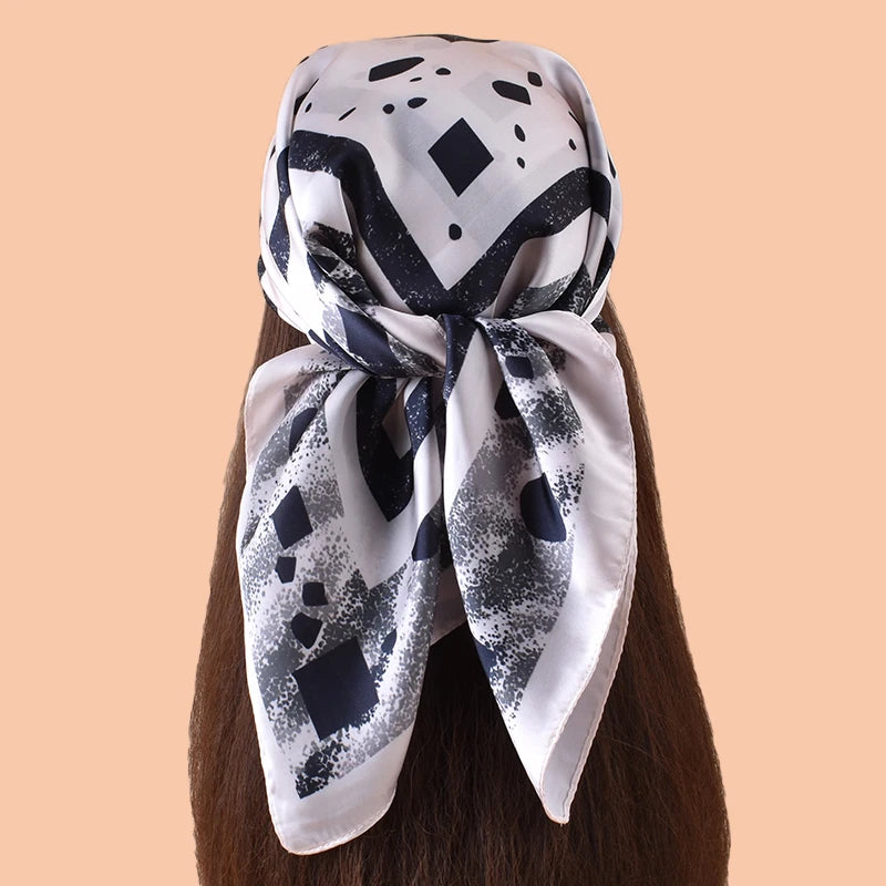 1PC Women's Spot Print Thin Satin Silk-Like Square Scarf Bohemian Casual Neck Wrap Lightweight Comfortable Spring Summer Daily