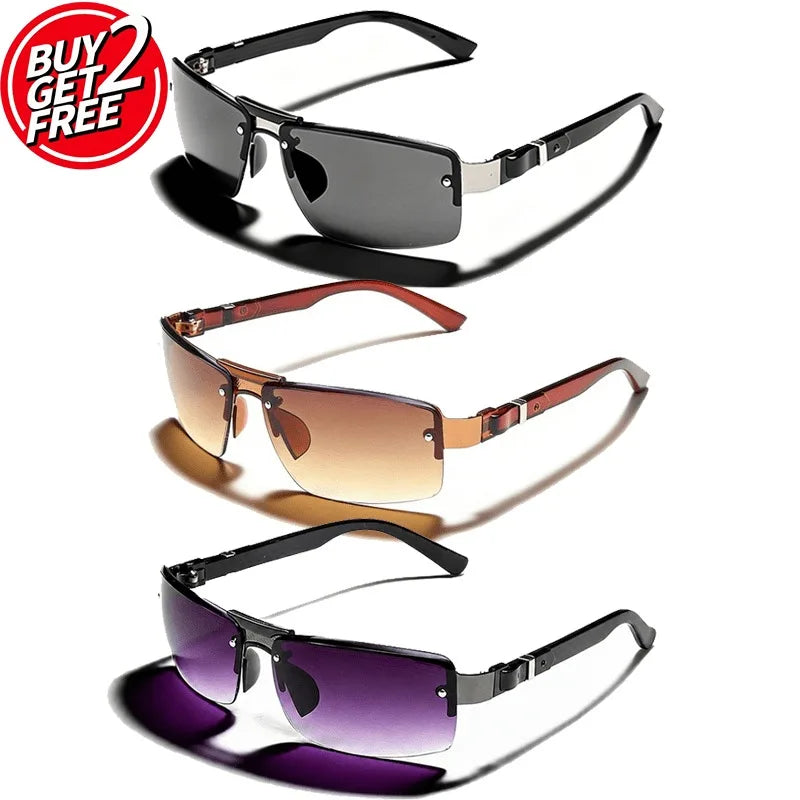 3 Pairs of New Metal Sunglasses, Sports Style Double Beam Sunglasses, Windproof and Sunshade Glasses
