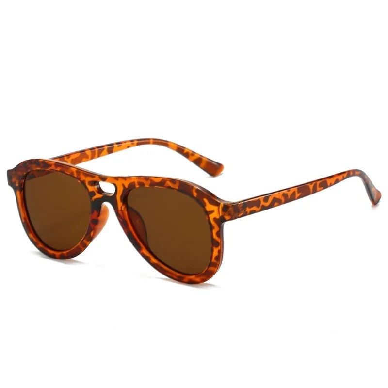 JNPCXI Vintage Double Bridges Pilot Men Sunglasses Fashion Shades UV400 Women Tea Sun Glasses