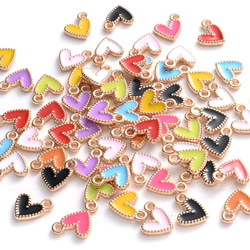 25Pcs Mix Enamel Heart Charms Cute Pendants for Jewelry Making DIY Handmade Necklace Earrings