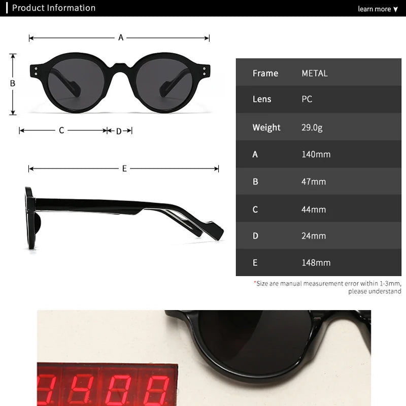 JNPCXI Retro Round Women Sunglasses Shades UV400 Fashion Punk Men Trending Green Yellow Sun Glasses