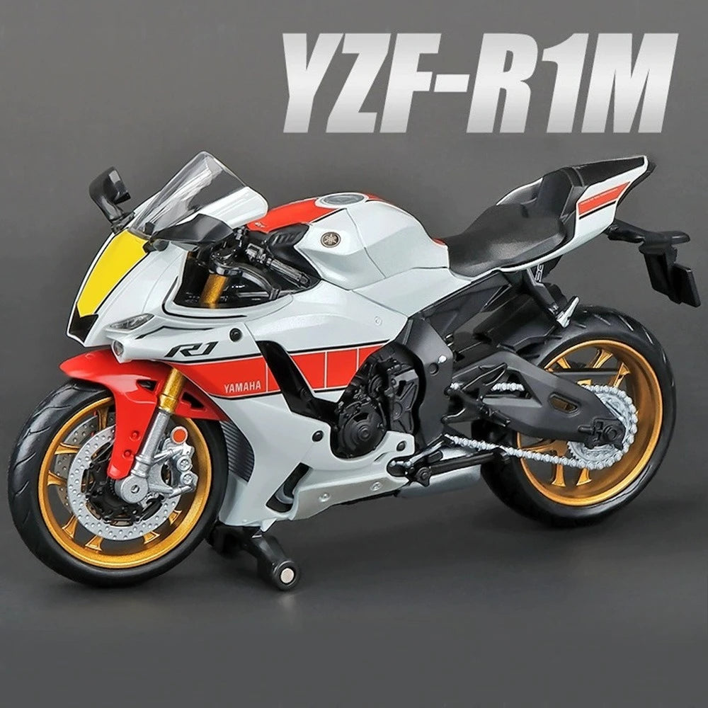 1:12 Scale Yamaha YZF-R1M Model Car Toy Racing Motorcycle Simulation Diecast Front Wheel Steering Toy Series Boy Gift Collection