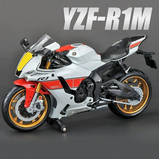 1:12 Scale Yamaha YZF-R1M Model Car Toy Racing Motorcycle Simulation Diecast Front Wheel Steering Toy Series Boy Gift Collection