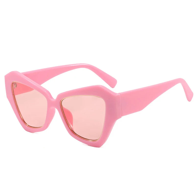JNPCXI Ins Popular Fashion Cat Eye Women Sunglasses Polygon Shades UV400 Retro Candy Color Men Sun Glasses