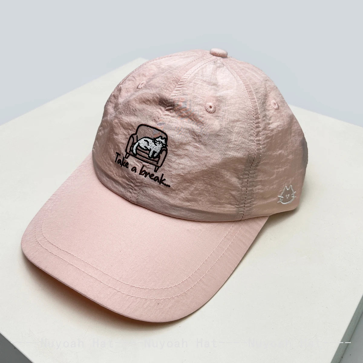 New Unisex Cartoon Embroidered Cat Letters Baseball Hats Sunshade Simple Breathable Quick Drying Peaked Caps Versatile Fashion
