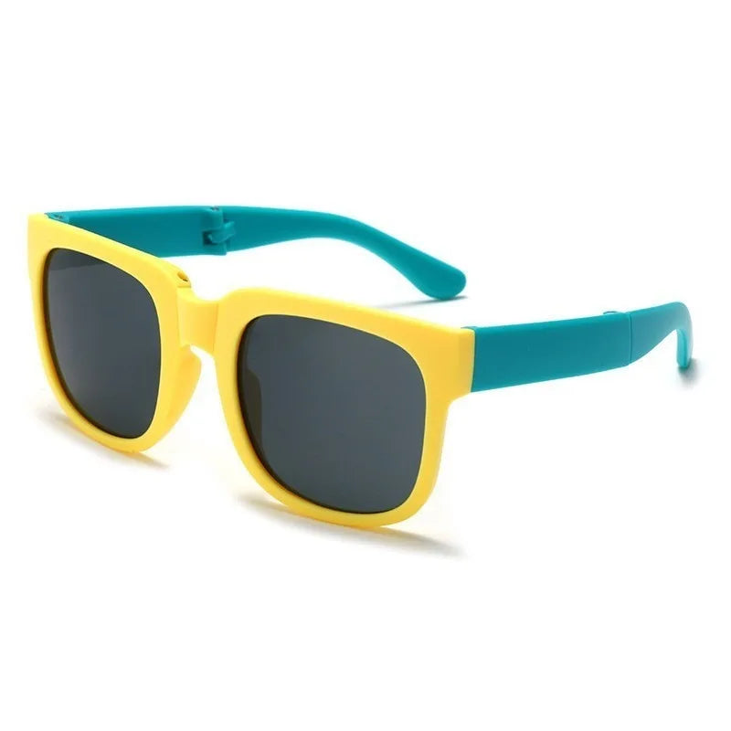 2PCS Candy Color  Sunglasses for Kids Folding Large Frame Sunglasses Children's Folding Glasses with Case