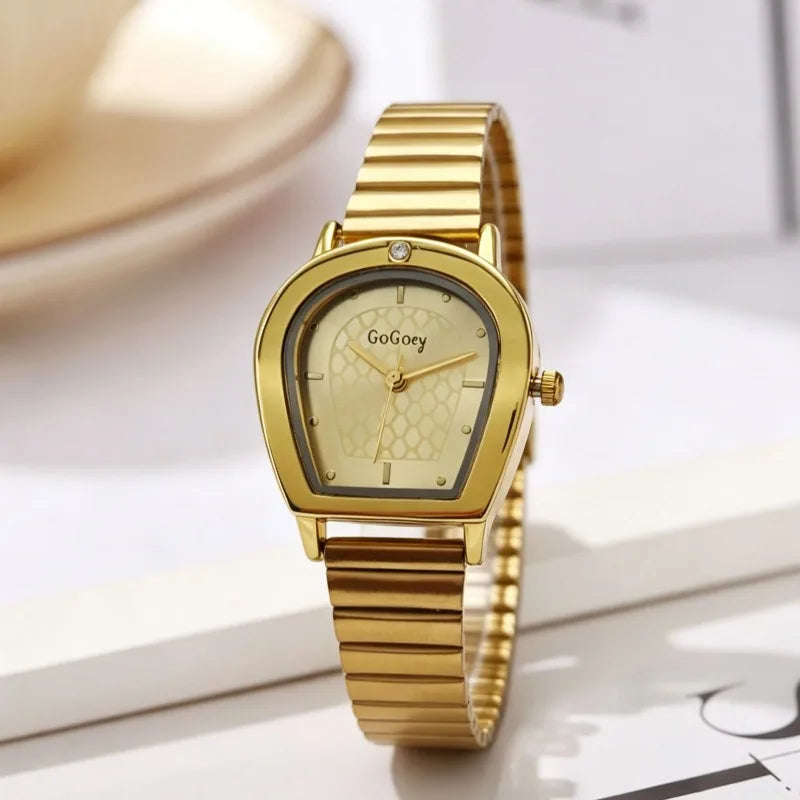 High-Quality Carefully Selected Women Watch French Style Exquisite Golden Arch Design Watches Elegant Ladies Clock Montre Femme