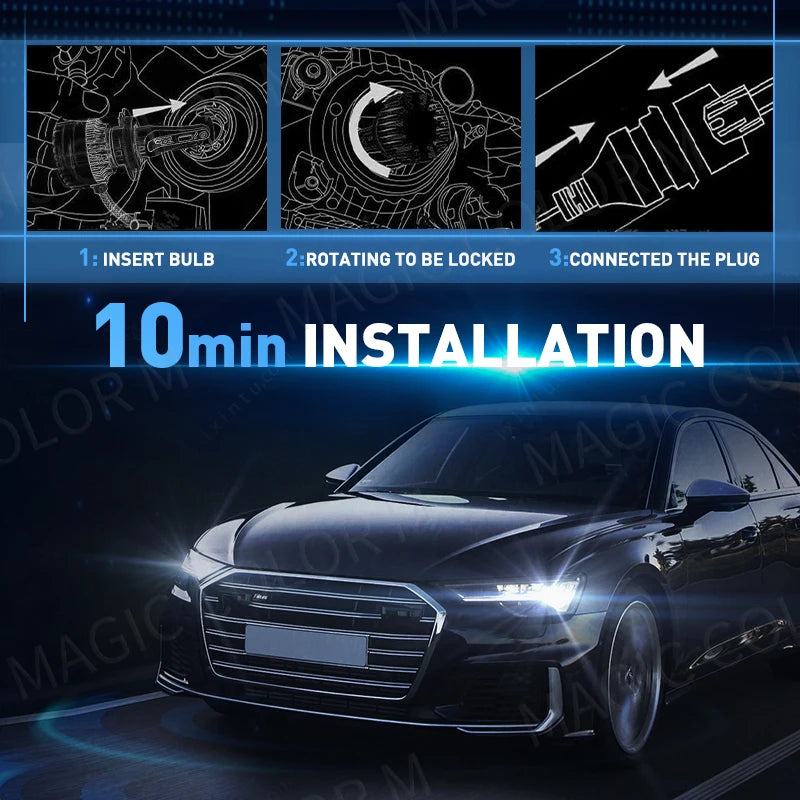 H4 LED Headlight H1 H3 H7 H11 880 9005 9006 CSP 5570 Chip Car Bulbs 6000LM 70W 6500K Hight Low Beam Fog Lamp Spotlight Canbus