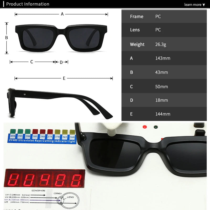 JNPCXI New Square Sunglasses Women Fashion Candy Color Blue Shades UV400 Retro Rivets Men Sun Glasses