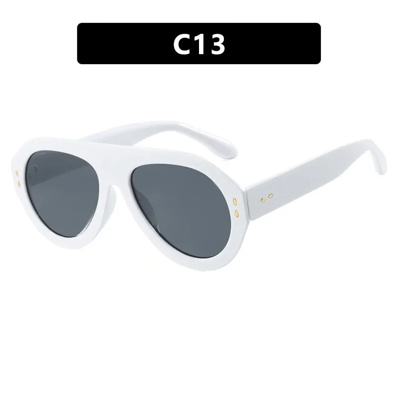 JNPCXI Oversized Ins Popular Fashion Pilot Women Sunglasses Retro Red Shades UV400 Men Trending Wide Legs Sun Glasses