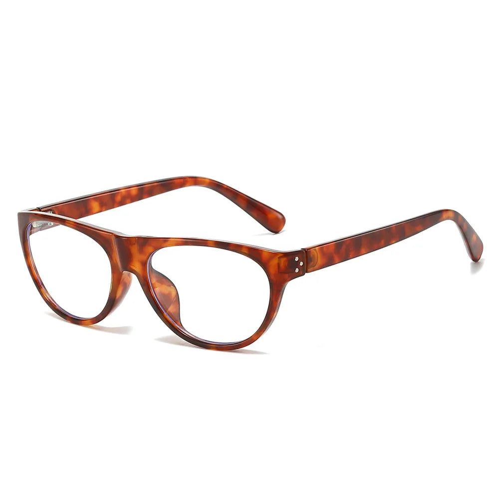 JNPCXI New Fashion Pilot Cat Eye Sunglasses Women Retro Rivets Shades UV400 Men Clear Lens Frame