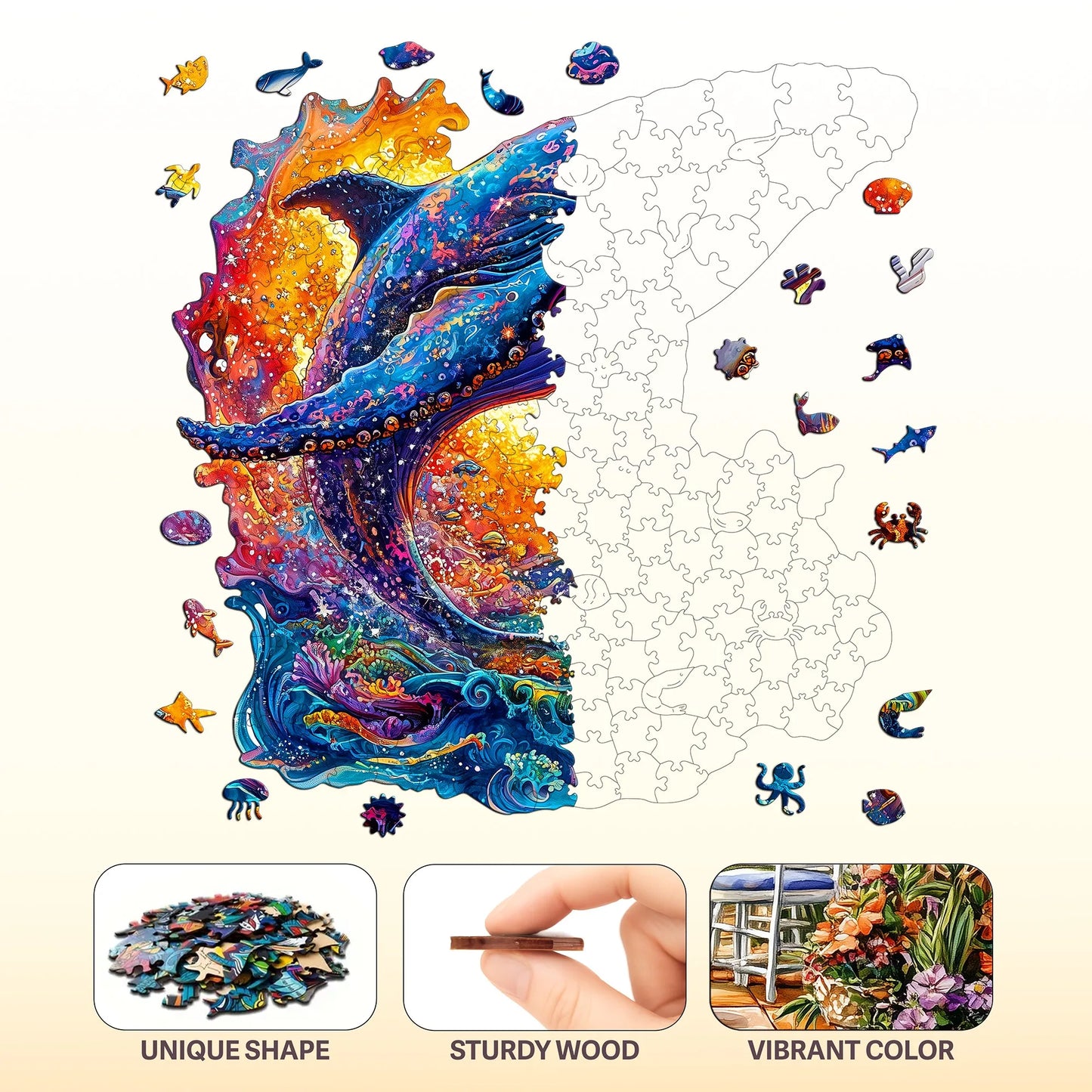 Animal And Human Wooden Jigsaw Puzzle Home Wooden Decor Christmas and Halloween Gift Toy For Teen And Kid