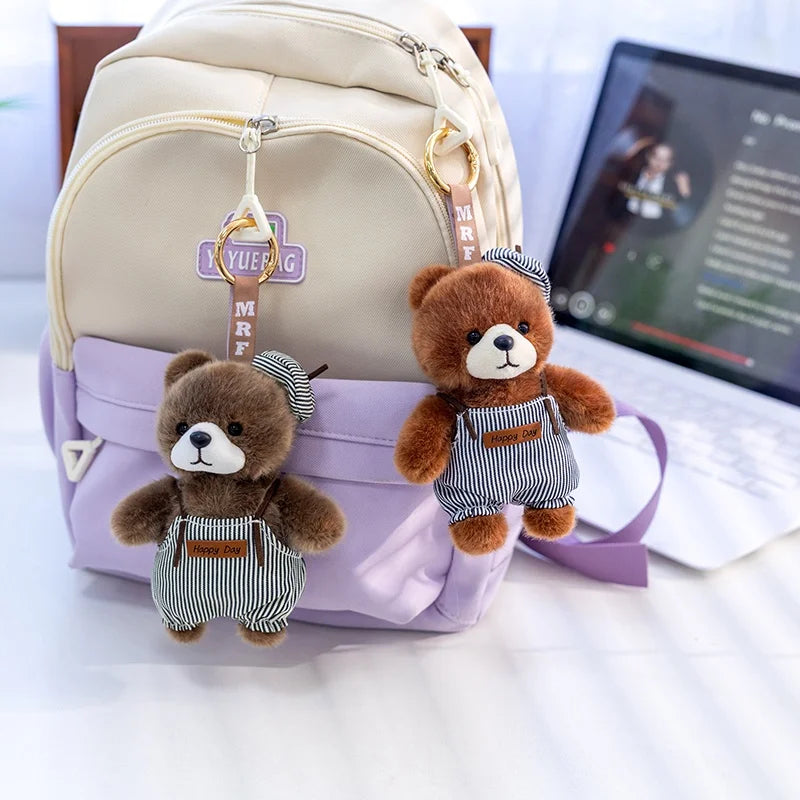 10cm New Kawaii Little Bears Pendant Plush Toy Stuffed Soft Animal Cartoon Bear Backpack School Bag Keychain Decor for Kids Gift
