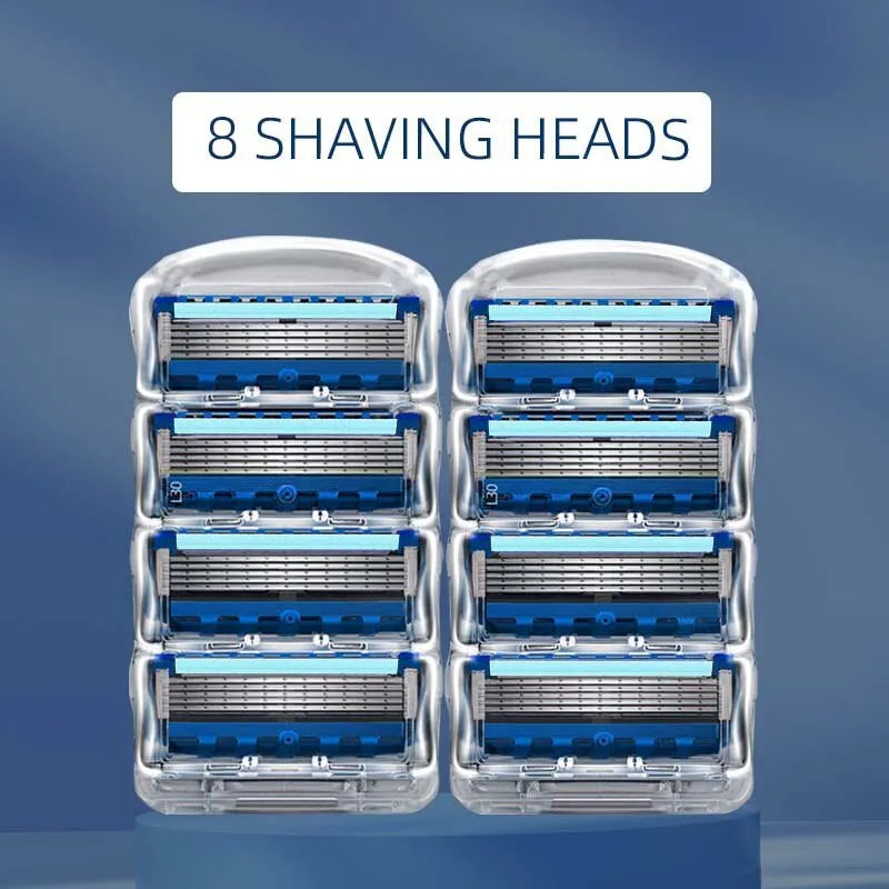 Men Replace Head 5-Layer Blade 8 Comfort Shaving Blades Latest No Skin Damage