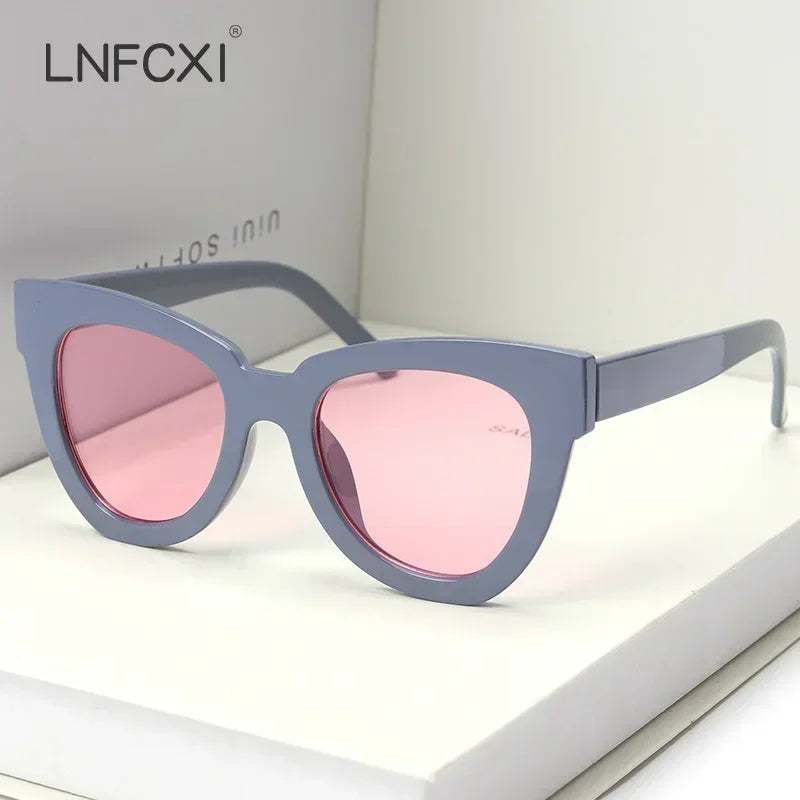 JNPCXI Fashion Cat Eye Sunglasses Men Luxury Brand Designer Vintage Women Sun Glasses Gafas De Sol Uv400