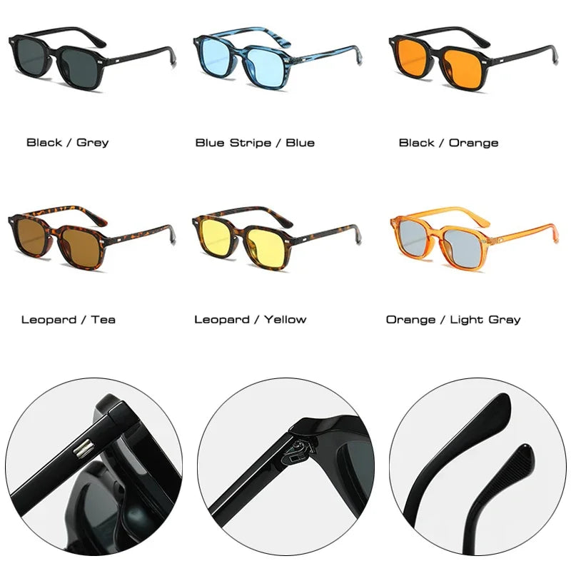 JNPCXI Square Candy Color Women Sunglasses Retro Rivets Men Trending Orange Sun Glasses Shades UV400