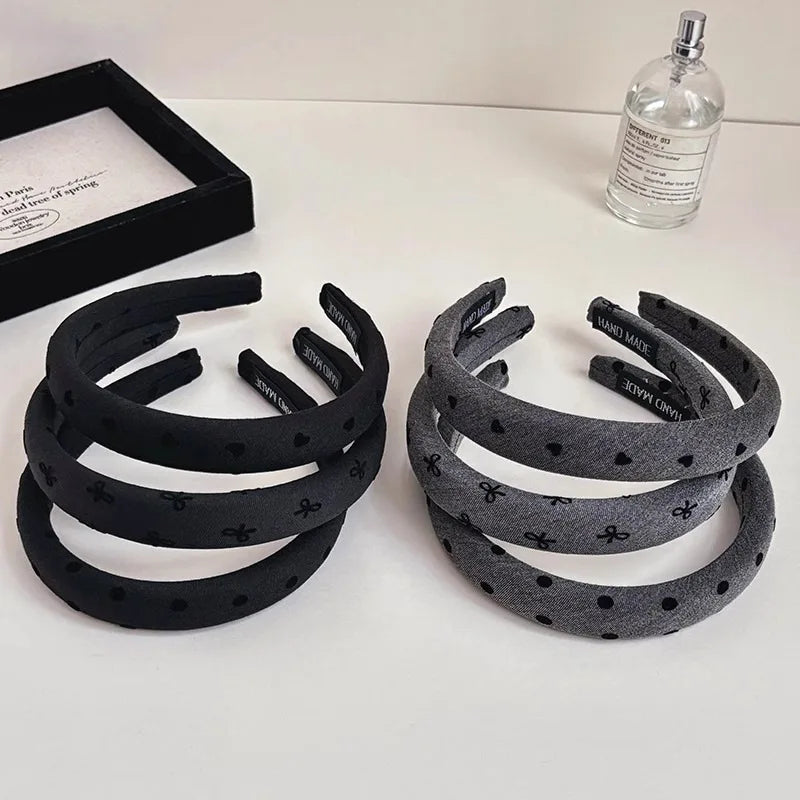 Black and Gray Simple Sponge Headband for Women Elegant Suitable for Daily Wear Including Washing Up Hair Band Fashion Girl