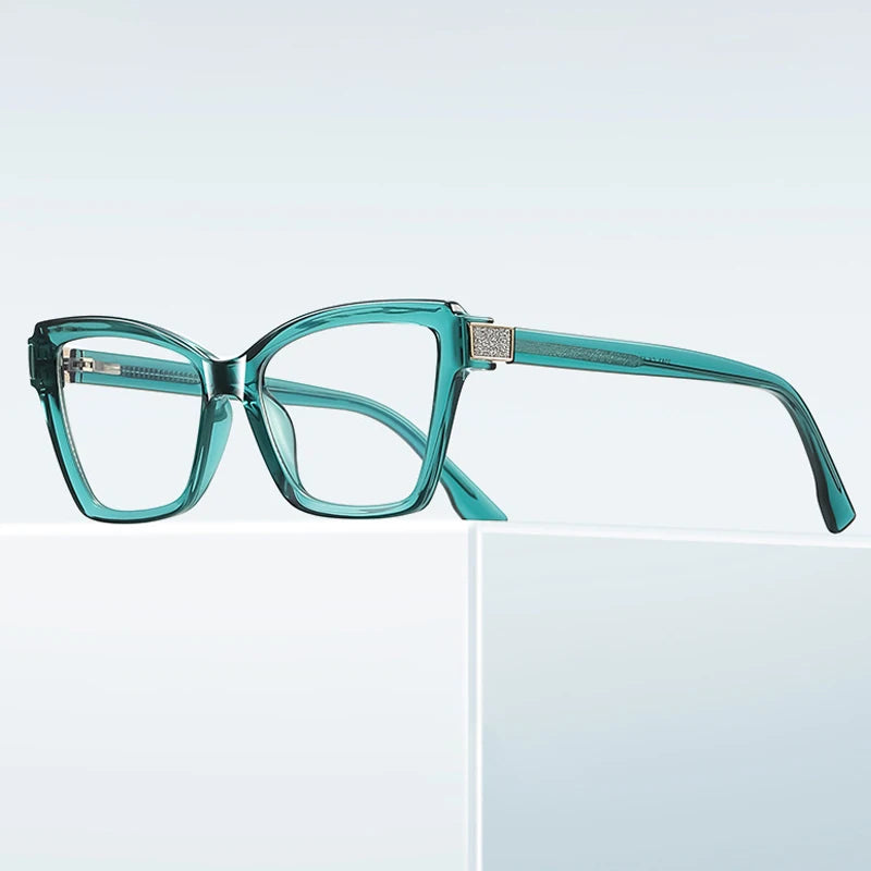 JNPCXI New TR90 Ultralight  Anti-Blue Light Spring Hinge Women Eyeglasses Green Frame Optics Prescription Glasses