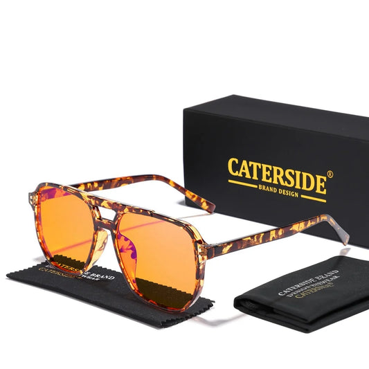 CATERSIDE Men's Pilot 99% Anti Blue Light Glasses Flat Top Double Bridges Square Frame Ar Anti Reflective Film Gaming Goggles