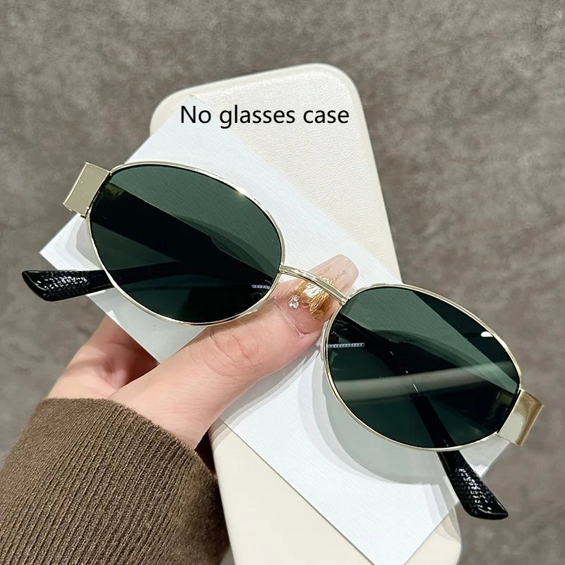 Fashion Trendy New Glasses Retro Oval Frame Stylish Unisex Suitable for Daily Commuting Street Style Decorative