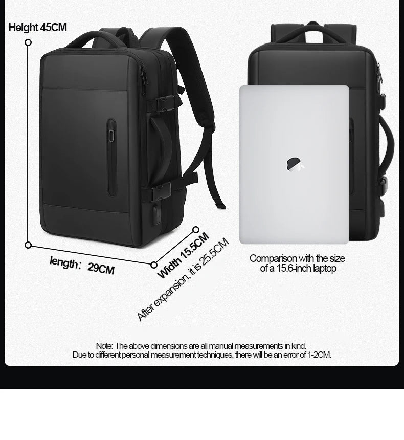 SWISS MILITARY Laptop Backpack Men 15.6 Inch Multi Pocket Expandable Backpack Waterproof USB School Backpack Business Travel Bag