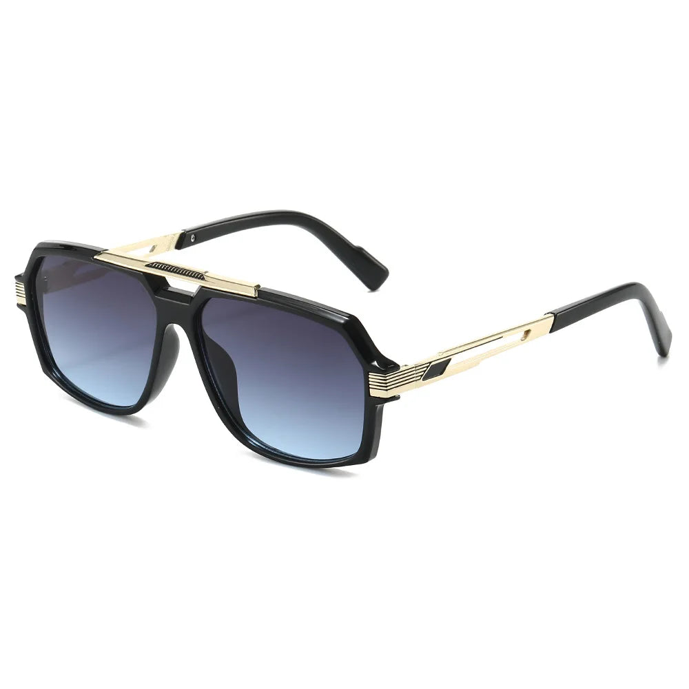 JNPCXI New Retro Double Bridges Square Women Sunglasses Fashion Trending Blue Gradient Shades UV400 Men Sun Glasses