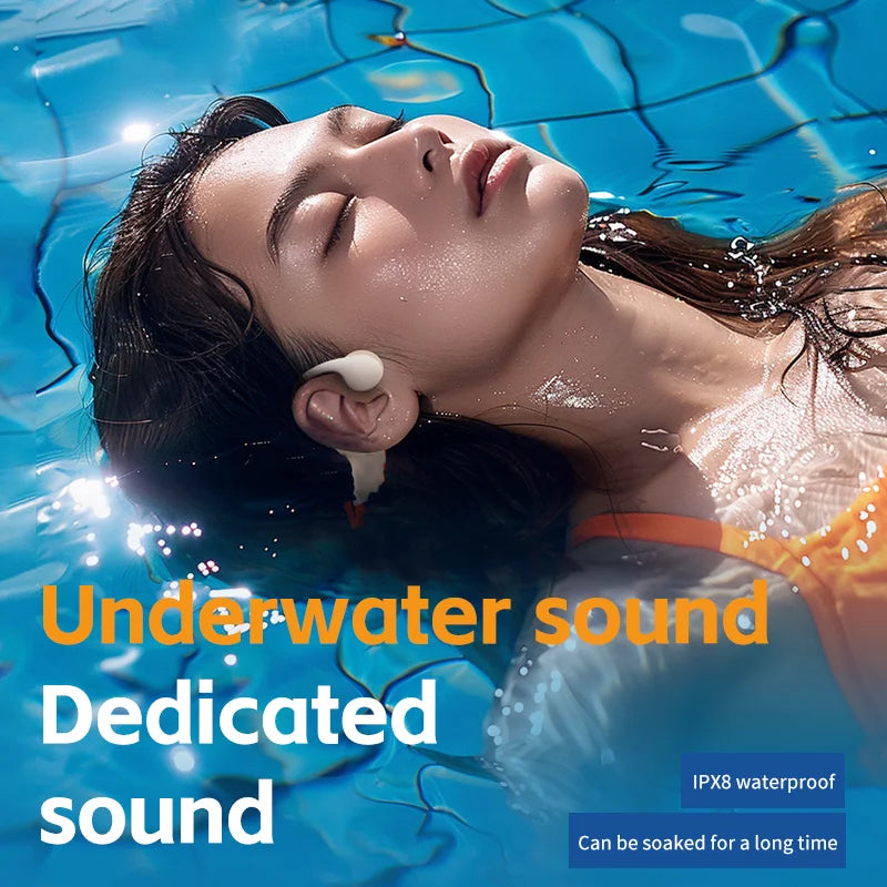 G1 Bone Conduction Headset Bluetooth 5.4 Not In Ear Swimming Running IPX8 Waterproof Long Life Hang Ear Sports Headphones 2025