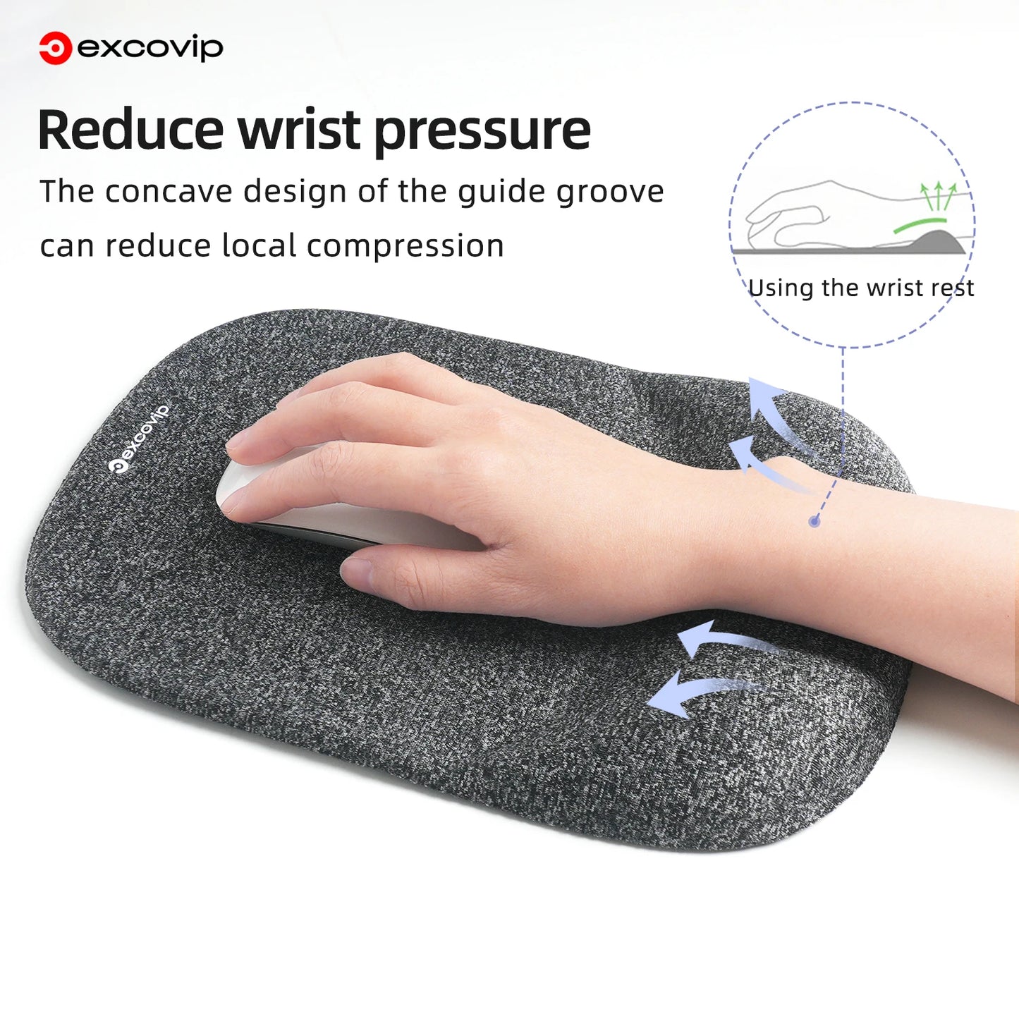 EXCO Silicone Wrist Rest Mouse Pad Large Non-Slip PU Base Ergonomic Support Mousepad for Office Pain Relief Laptop Computer Home