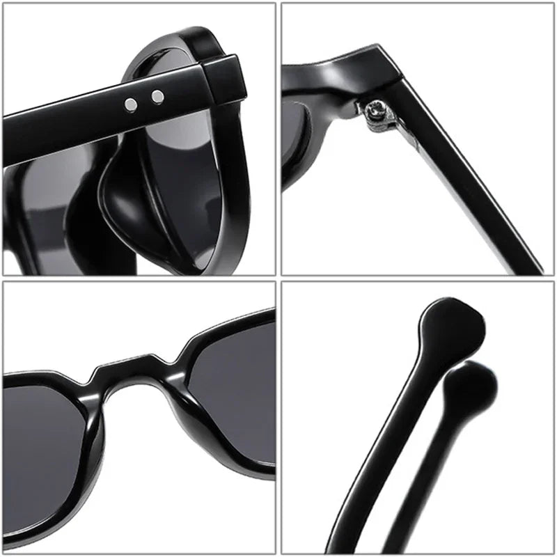 JNPCXI Ins Popular Fashion Small Cat Eye Women Sunglasses Retro Clear Ocean Lens Shades UV400 Men Rivets Sun Glasses
