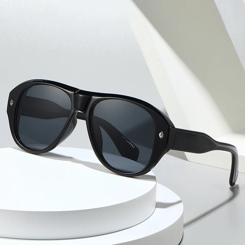 JNPCXI New Vintage Cat Eye Pilot Sunglasses for Women Men Black Retro Frame UV400 Sun Protection Fashion Shades Streetwear Style