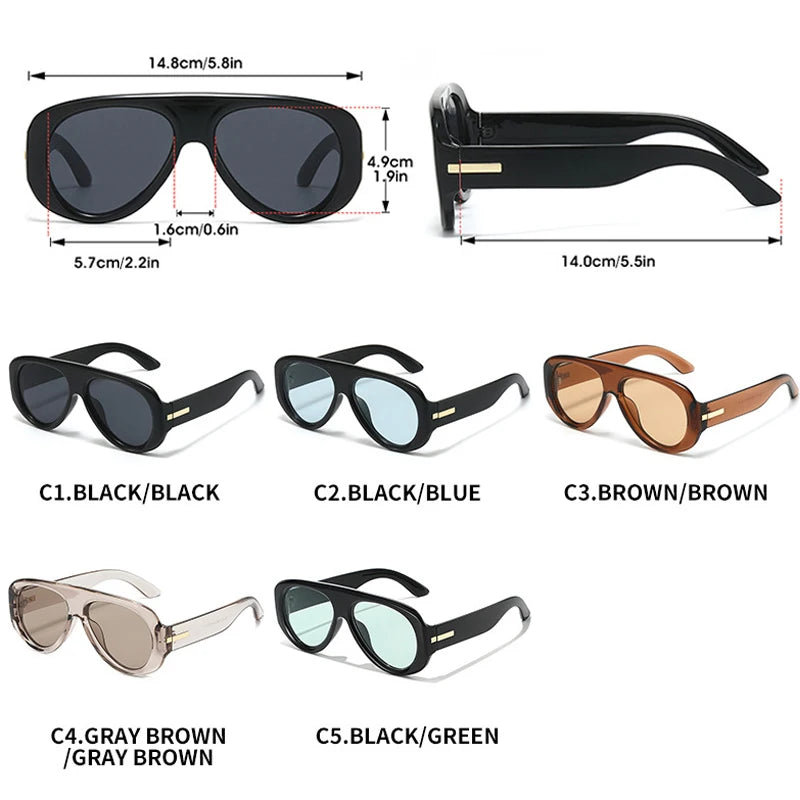 JNPCXI Vintage Luxury Designer Pilot Large Square Sunglasses Women Punk Men Sun Glasses Trending Ladies Oval Shades UV400
