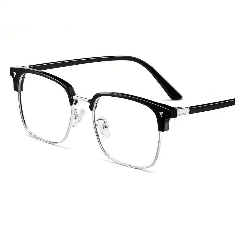 Anti blue light glasses for men and women, retro half frame eyebrow glasses frame, classic flat lens