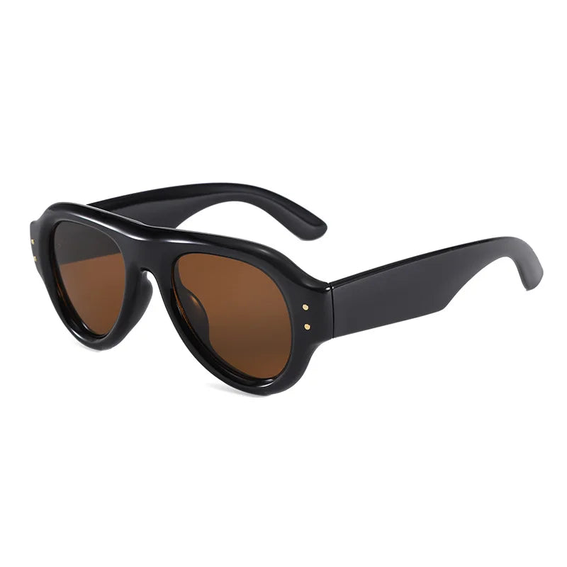 JNPCXI New Pilot Rivets Women Sunglasses Shades UV400 Fashion Leopard Men Wide Legs Oval Punk Outdoor Sun Glasses