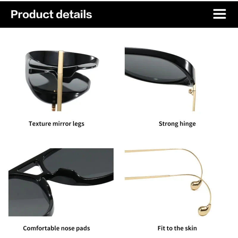 JNPCXI Oversize Unique Pilot Sunglasses Fashion Punk Sun Glasses Shades UV400