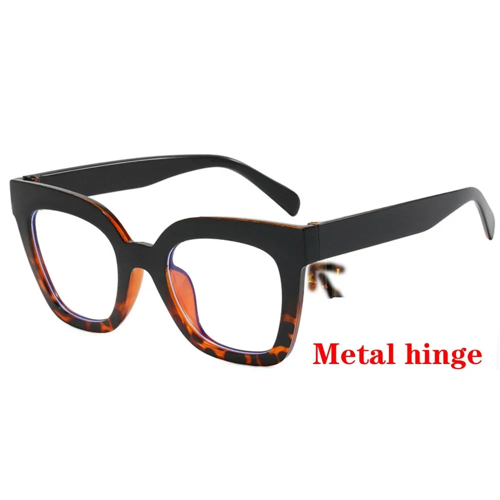 JNPCXI Fashion Glasses Frame for Women Anti-Blue Ray Fashion Lady's Orange Myopia Cat Eye Prescription Computer Glasses
