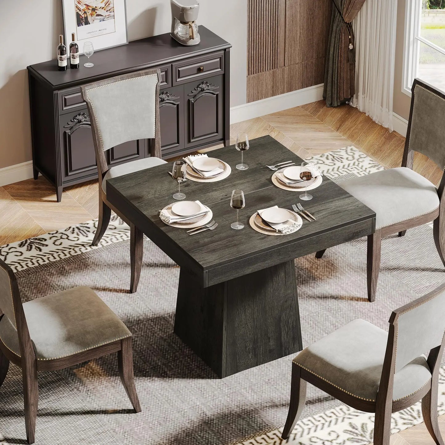 Tribesigns Square Dining Table for 4, 31.5" Kitchen Small Table, Sturdy Base,