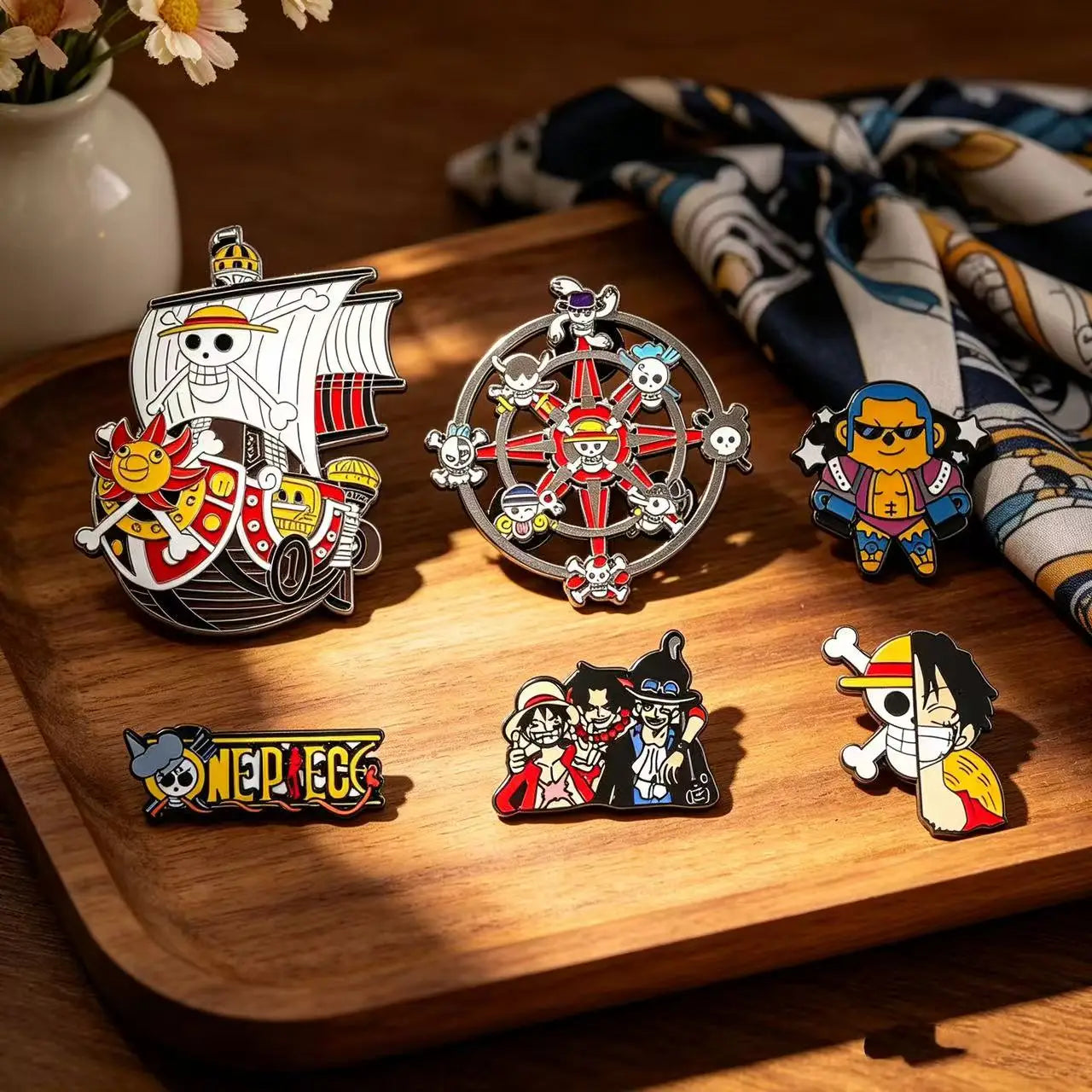 6 PCS Cartoon  Ship Brooch Anime Metal Enamel Pins Clothing Bag Lapel Badge Jewelry Gift for Fans Friends Accessories