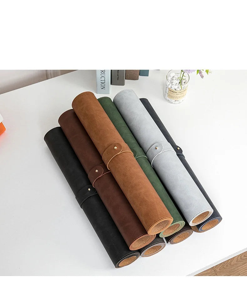 Dual-Sided Mouse Pad, Natural Cork & PU Leather Large Desk Pad for Office and Home Work, Desk Protector Non-Slip, Waterproof