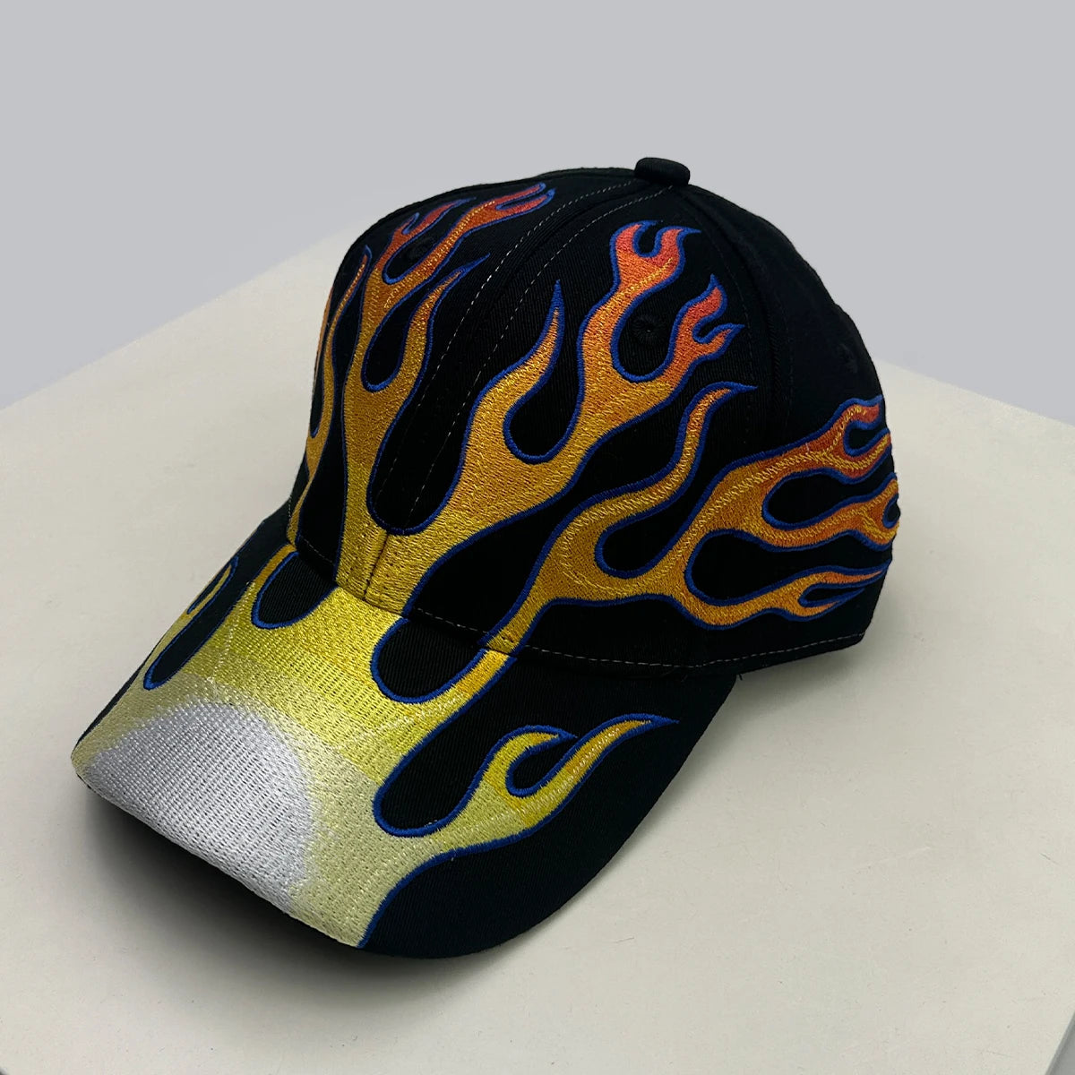 New Unisex Hip Hop Letter Flame Flag Baseball Hats Sunshade Personal Versatile Color Block Peaked Caps Niche Fashion Retro ins