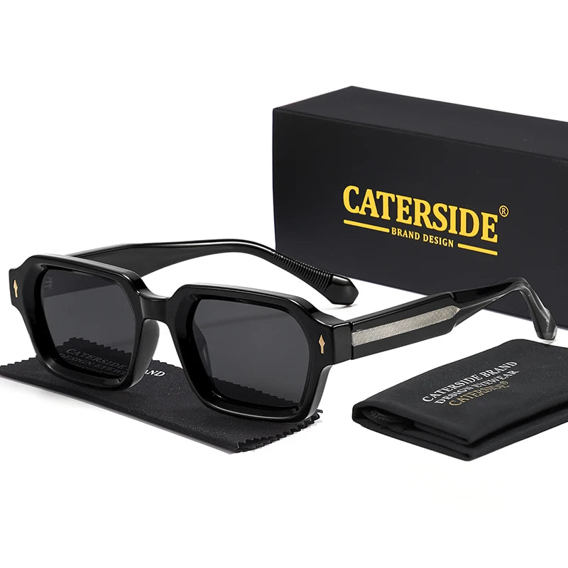 CATERSIDE Fashion Men's Polarized Sunglasses High-Quality Temple Tips Square Sun Glasses Women's Outdoor Party Glasses UV400