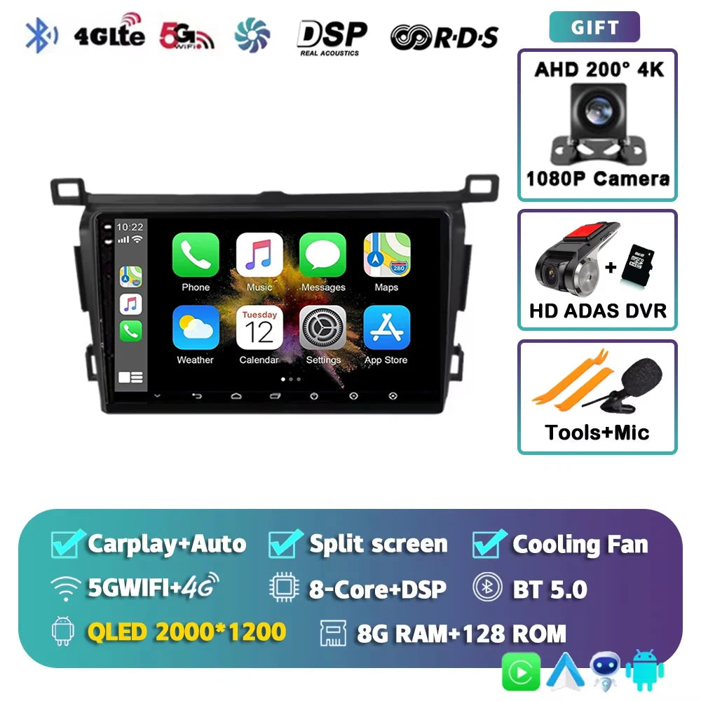 WIFI 4G Car Radio For Toyota RAV4 2013 2014 2015 2016 2017 2018 2019 XA40 RHD Android 15 Auto Wireless Carplay Car Multimedia DI