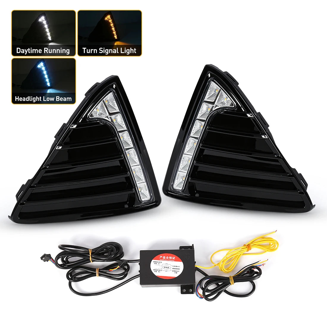 For Ford Focus 2012 2013 2014 LED DRL Daytime Running Lights Dynamic Turn Signal Fog Lamp Auto White Yellow Blue Car Accessories