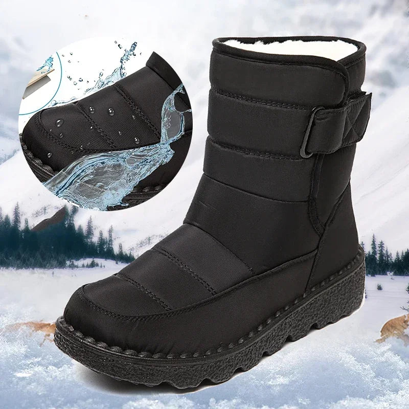 2025 Waterproof Snow Boots for Women Comfort Plush Lined Non Slip Winter Boots Woman Plus Size 44 Soft Sole Warm Ankle Booties