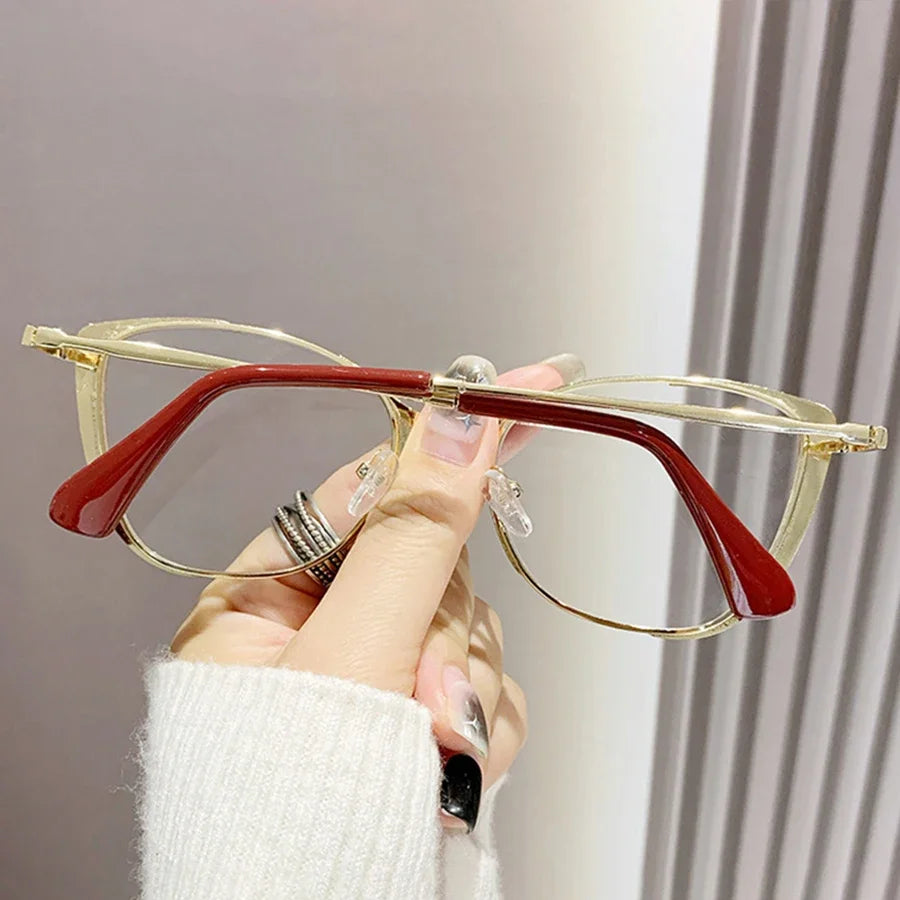 JNPCXI New Fashion Women Anti Light Blue Cat Eye Glasses Frame Retro Hight Quality Luxury Optical Computer Reading Eyeglasses