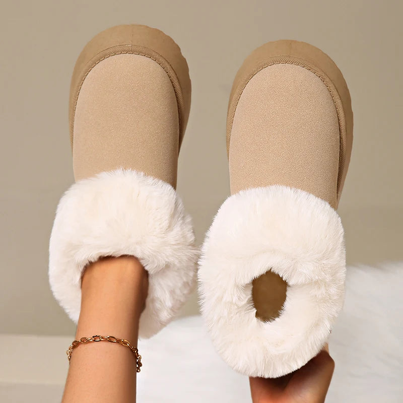 Winter Thicken Plush Warm Snow Boots for Women Plus Size 36-43 Non Slip Cotton Padded Shoes Woman faux fur platform Ankle Boots