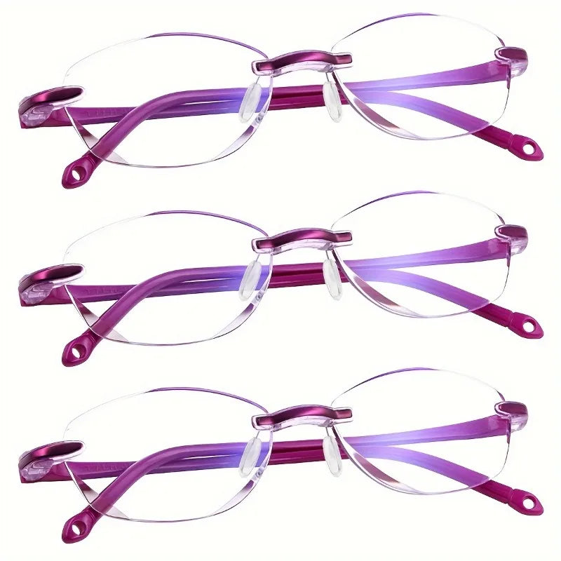 3pcs of Frameless Blue Light Blocking Presbyopia Glasses, Fashionable and High-quality Women's/men's Presbyopia Glasses