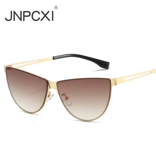 JNPCXI New Fashion Cat Eye Women Sunglasses Vintage Metal Frame Gradient Shades UV400 Men Trending Sun Glasses