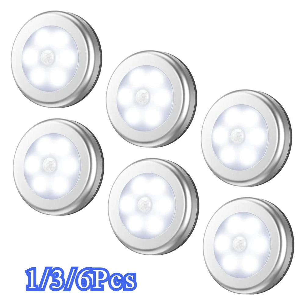 Wireless Round Motion Sensor LED Night Light Battery Powered Cabinet Night Lamp Bedside Lights For Bedroom Home Closet Lighting