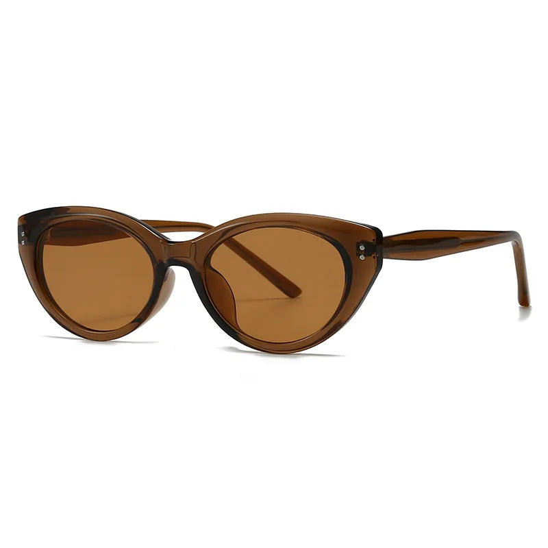 JNPCXI Fashion Cat Eye Jelly Color Women Sunglasses Shades UV400 Fashion Green Gradient Men Punk Rivets Sun Glasses